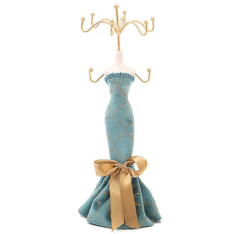 Retro Jewelry Display Stand - Exquisite Peacock Blue Rack Holder for Home or Store, Elegant Figure Stand