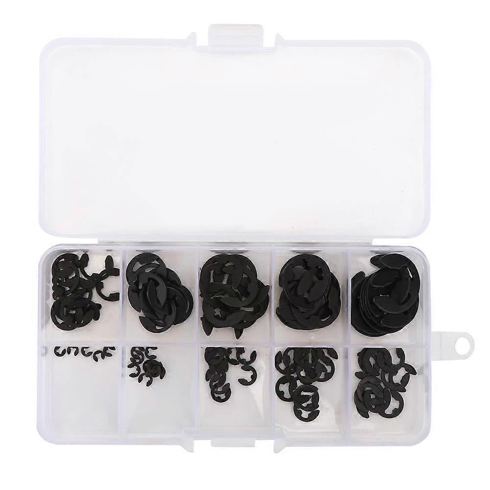EClip 120-Piece Snap Circlip Kit, Open Retaining Ring, Black Manganese Steel, 1.5-10mm Box