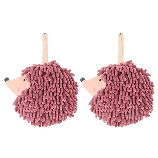 2Pcs Hedgehog Fluff Ball Hand Towels Strong Absorbent Quick-drying with Hanging Rope Microfiber Chenille Hand Towel
