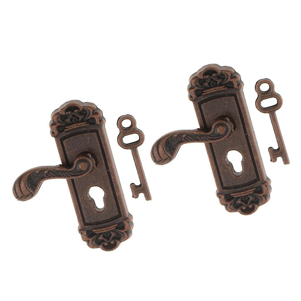 2 قطعة 1:12 مقياس مقبض الباب مقبض اليد اليسرى مفتاح دمية مصغرة DIY الملحقات