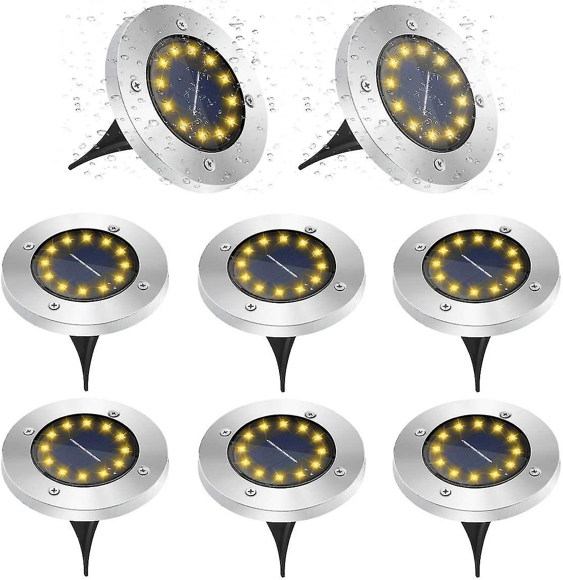 ソーラーフロアランプ、12個の屋外LEDソーラーライト、ガーデンライト6000 K、IP65防水、ウォームホワイト