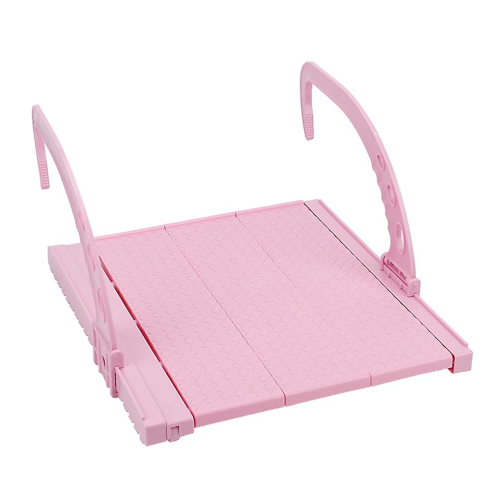 Retractable Multi-Function Hanging Non Slip Plastic Foldable Drying Clothes Shoes Rack Pink