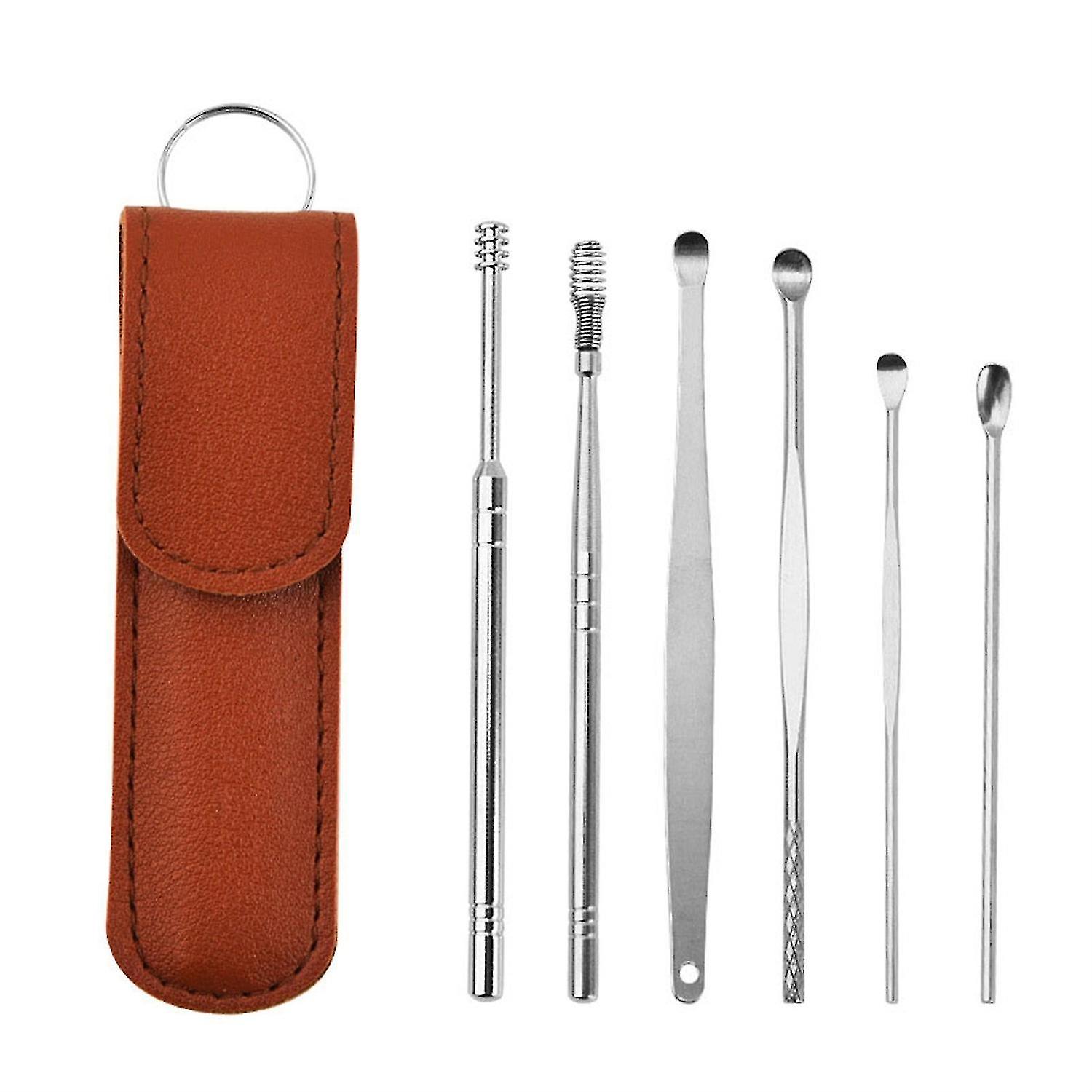 Innovative Spring Ear Wax Cleaner Tool Set With Storage Bag 6pcs Ear Cleansing(Blue)