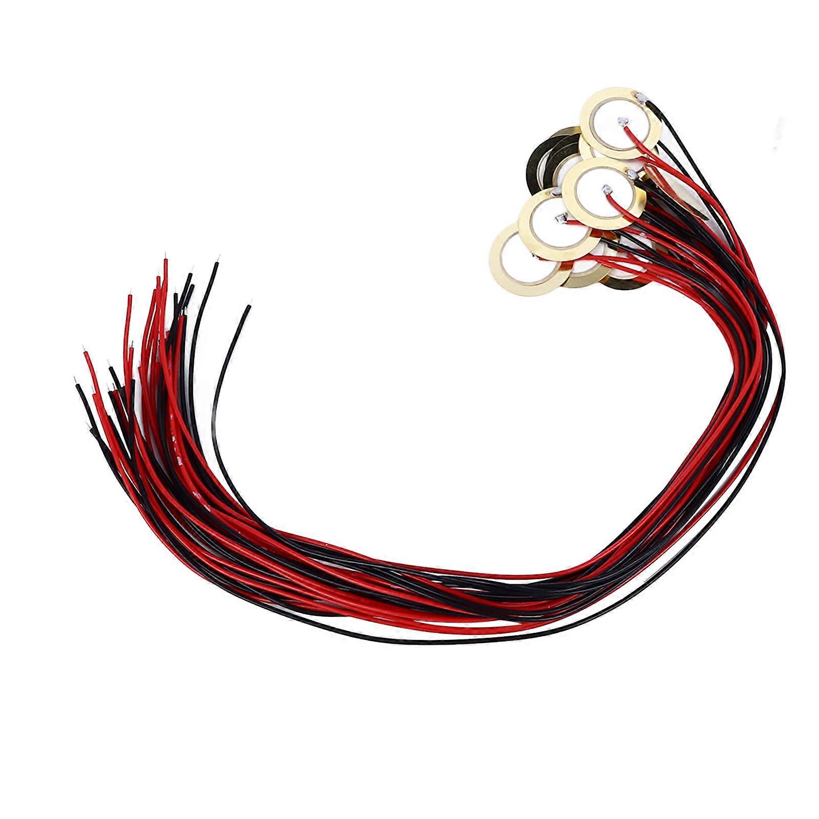 15Pcs 20mm Piezo Discs Transducer Contact Microphone Trigger Sound Sensor with 9.8in Wires for Acoustic Instrument Drum Guitar