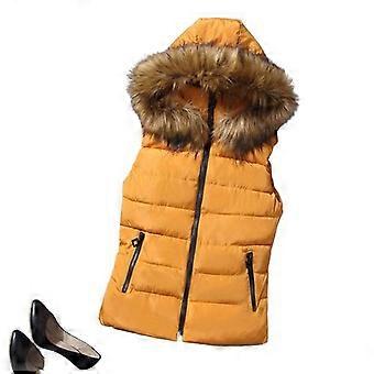 Warm Jacket Yellow Puffy Vest Womens Puffer Vest Quilted Casual