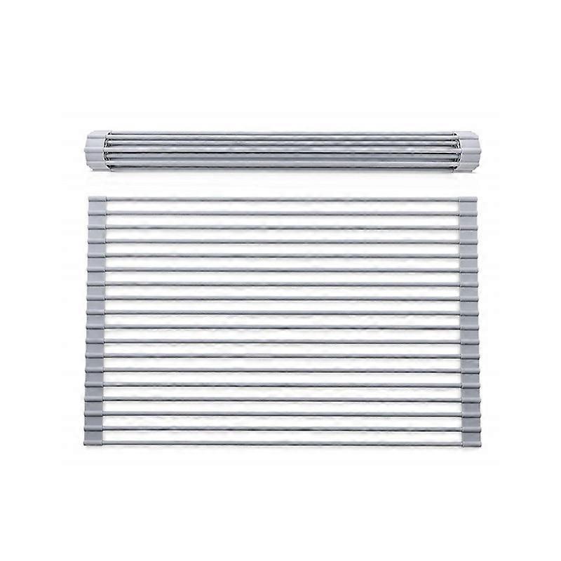 Πάνω από το νεροχύτη Ράφι στεγνώματος πιάτων, τυλίξτε το ράφι στεγνώματος πιάτων Κουζίνα Πιάτο πιάτων Ανοξείδωτο ατσάλι Ράφι στεγνώματος νεροχύτη, Πτυσσόμενη αποστράγγιση πιάτων (17.8''x11.8'')