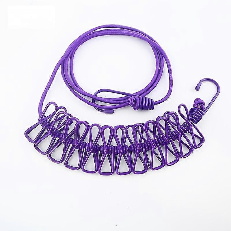 Compact Travel Clothesline with 12 Clips - Easy Retract for Indoor/Outdoor Laundry Drying - Ideal for Camping & Vacations