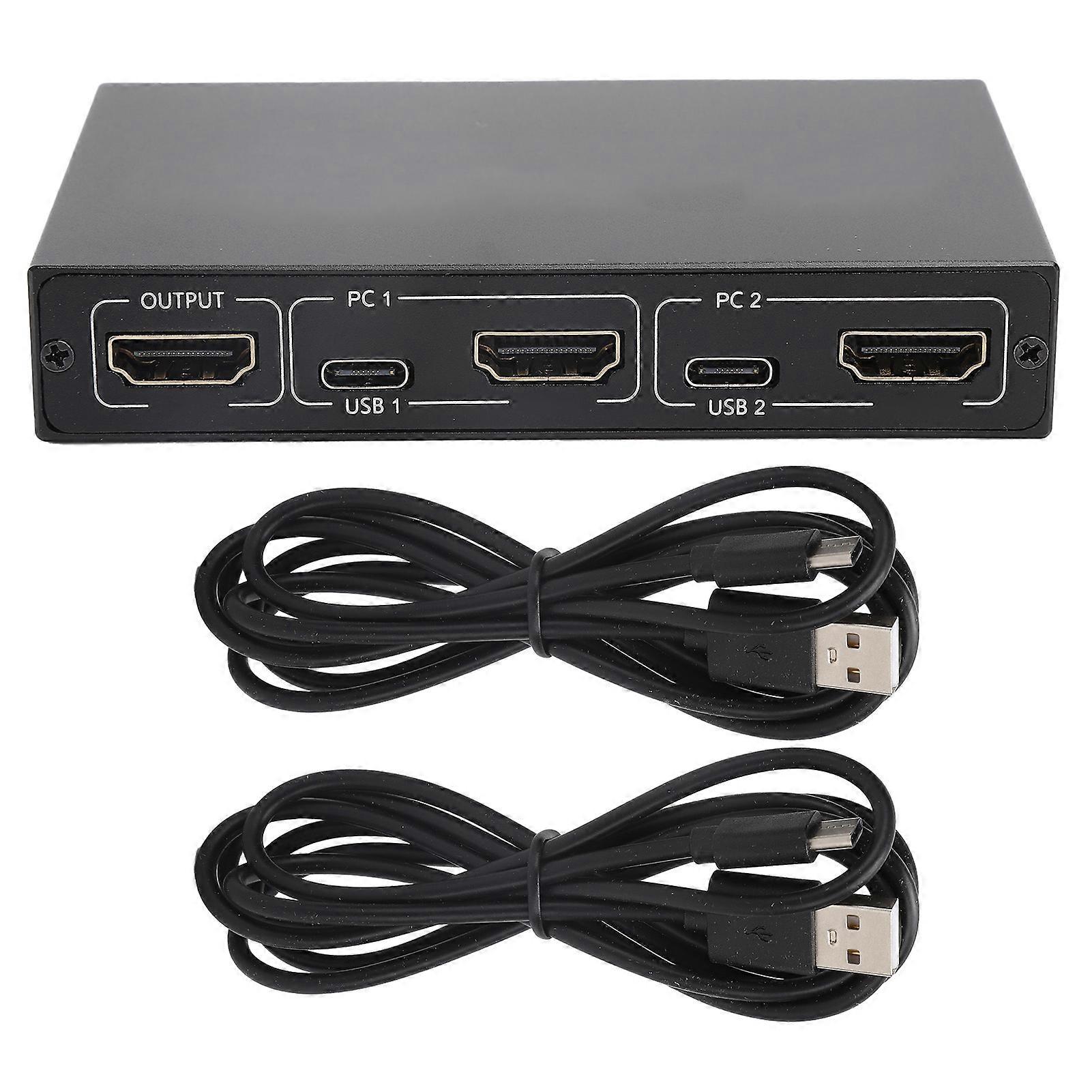 2 in 1 Out Switch High Definition Multimedia Interface Signal Source Sharing Device with Cable