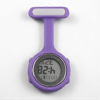 Reloj de enfermera, Reloj de enfermera multifunción de silicona digital, Cronómetro de luces nocturnas, púrpura, 1PCS YDW