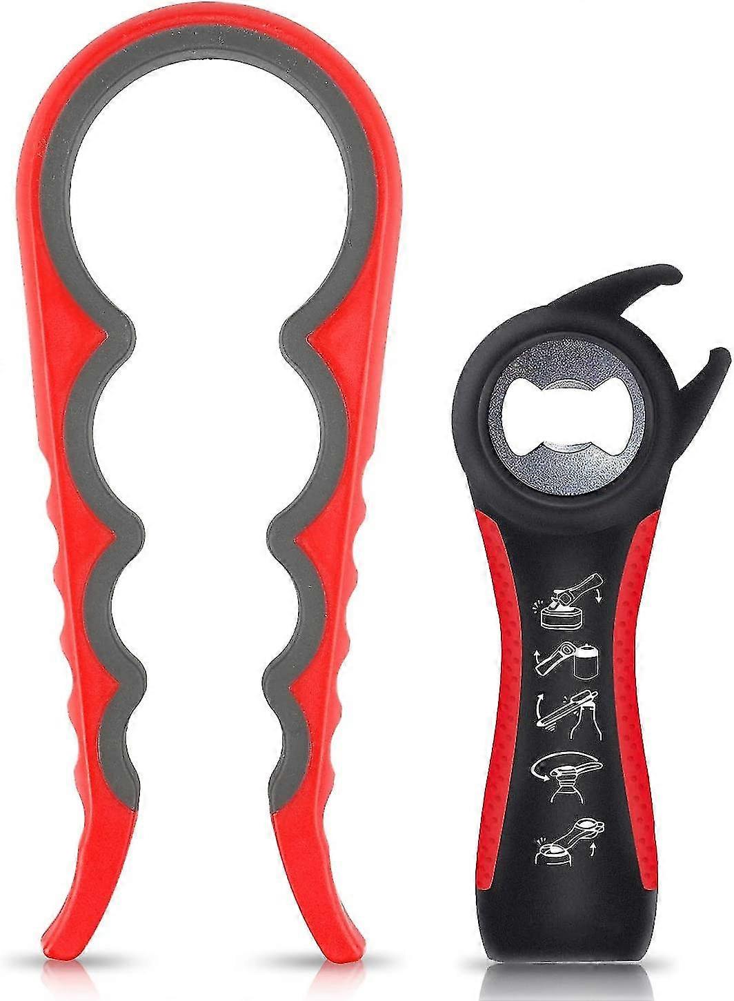 Lid Opener, Jar Opener Lid Opener 2 Pieces, Jar Opener Rubber 5 In 1 And 4 In 1, Jar Opener Seniors With Non-slip Grip, Bottle And Can Opener Ide