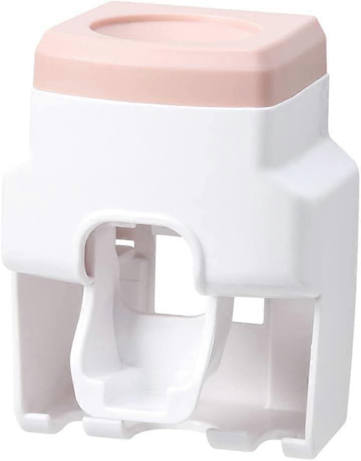 Toothpaste Dispenser Toothbrush Holder Automatic Squeezer Wall Mounted with 2 Brushes Holder