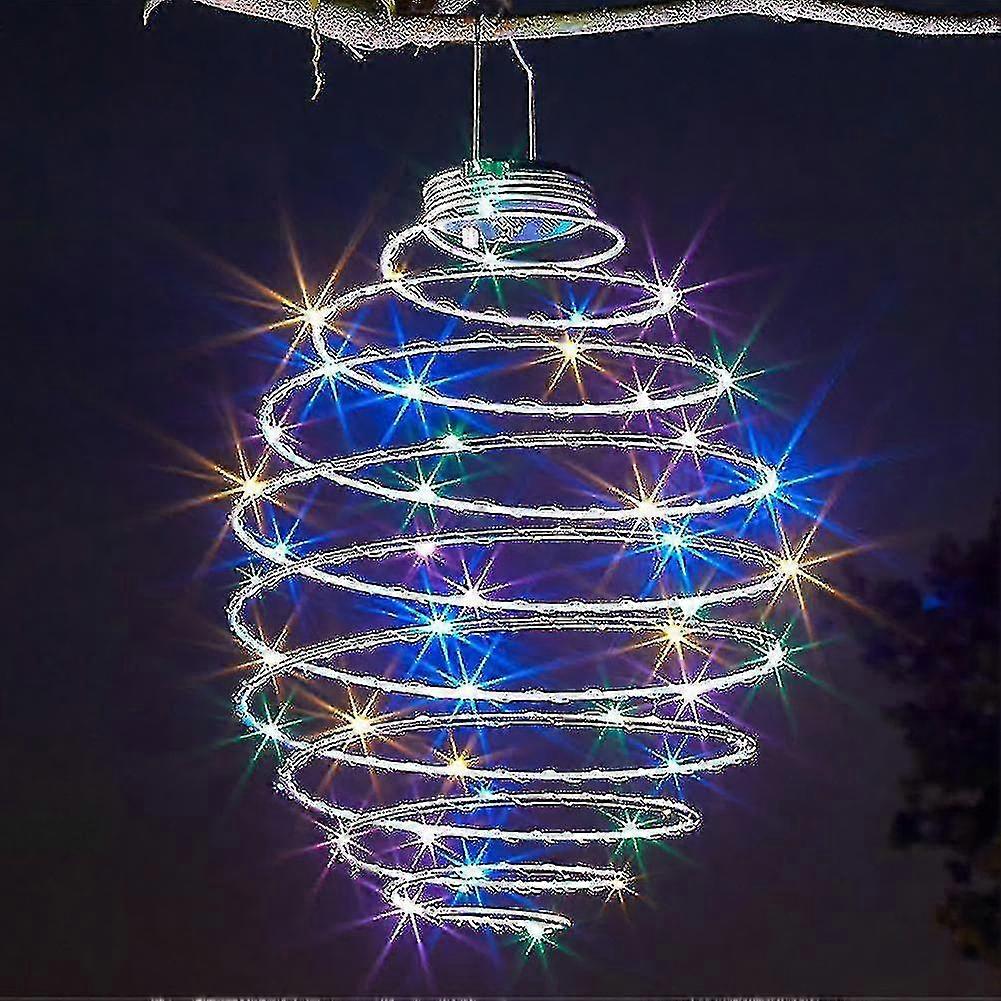 Solar Powered Mega Spiralight Rainbow Led Garden Decor Hanging Spiral Light