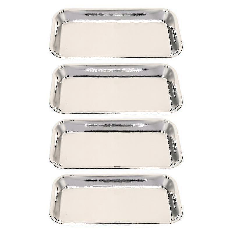 4pcs Surgical Square Trays Instrument Plates Ing Chan Trays (silver)