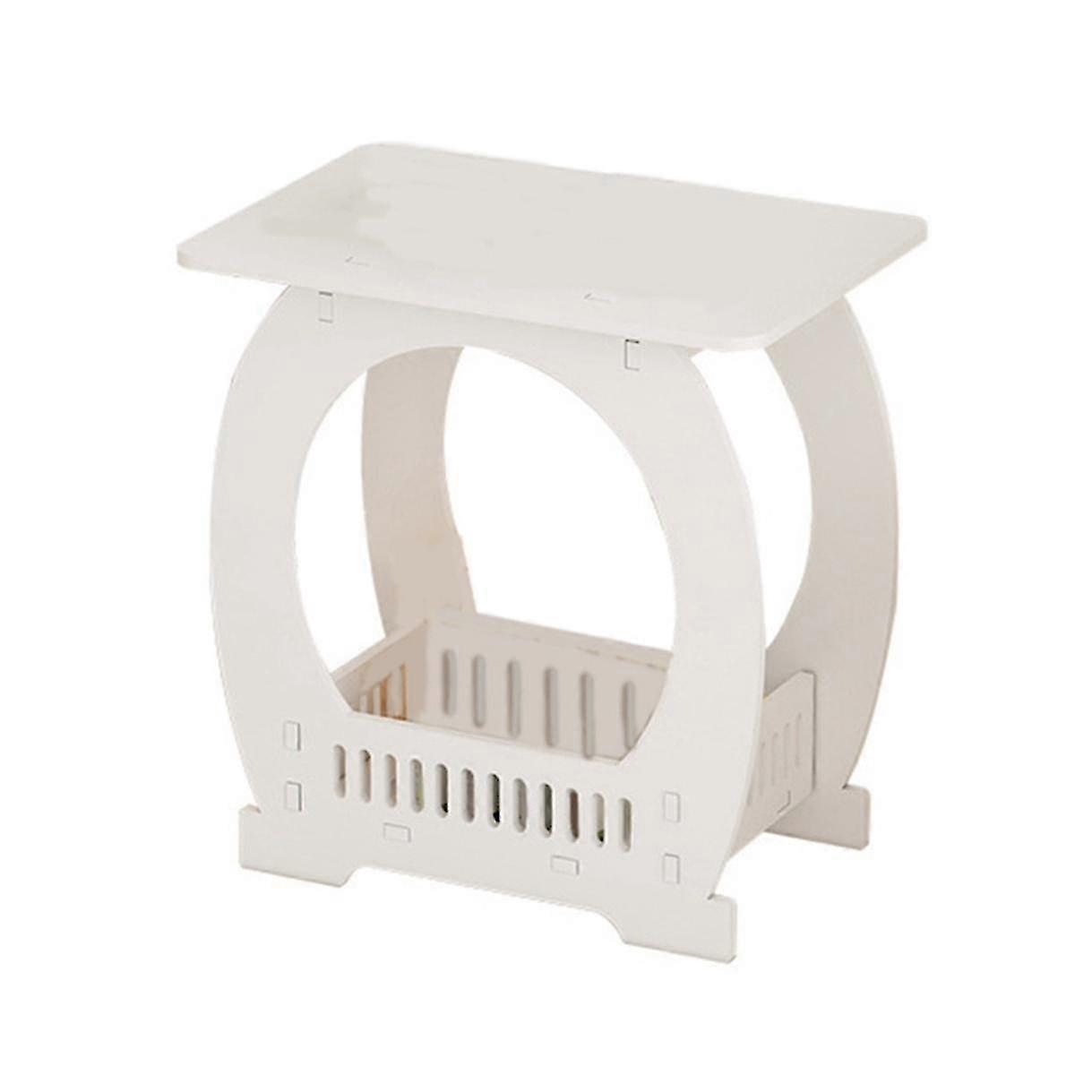 End Table With Storage Shelf Basket,narrow Bedside Table, Slim Coffee Tables Small Spaces,white Nig