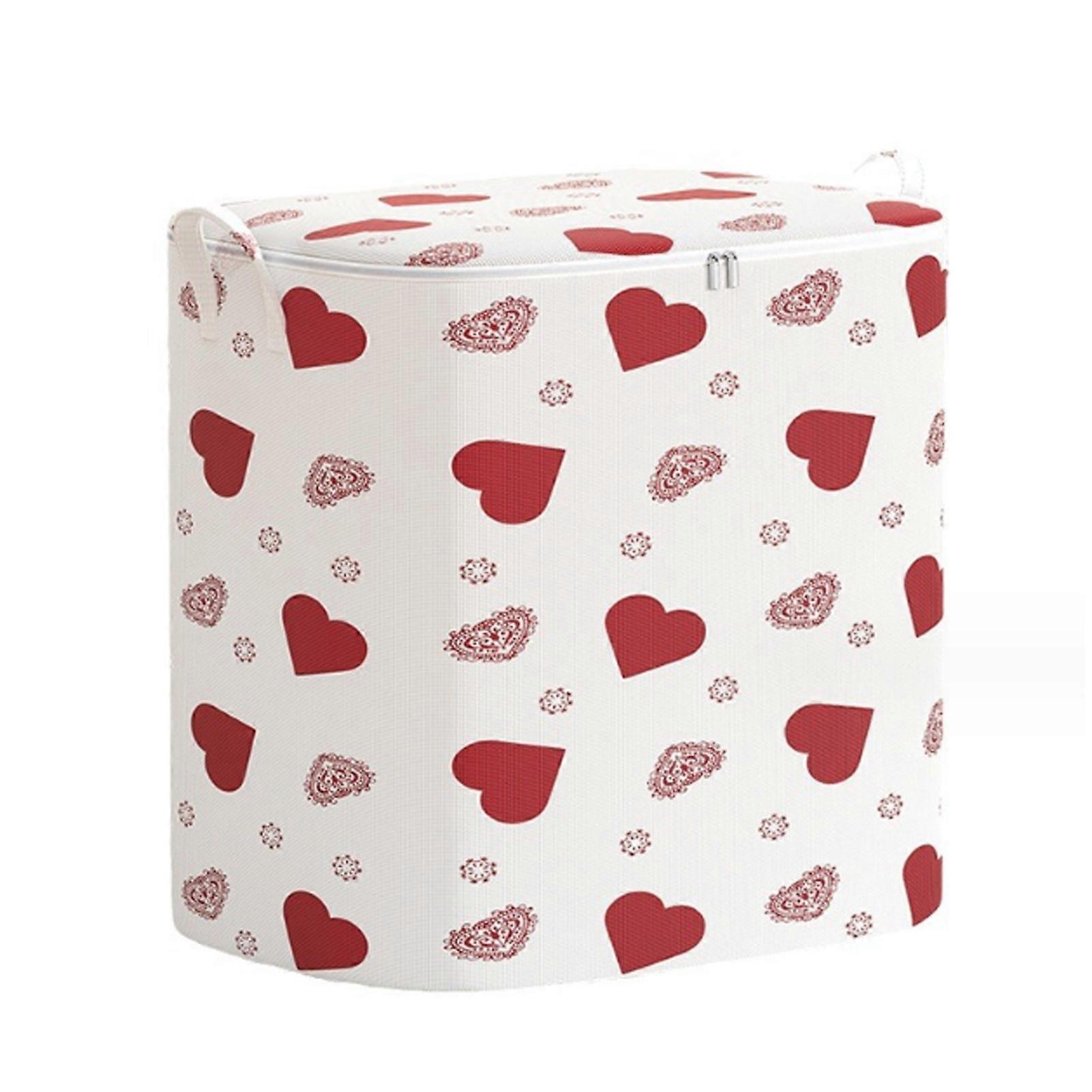 Love Heart Printed Clothes Storage Bag with Handle Household Quilt Items Storage Box for Bedroom Shelf