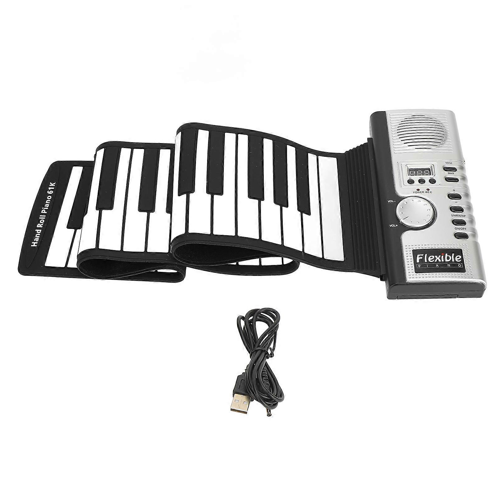 61 Key Hand Roll Piano Silicone Keys USB Charging Portable Roll Up Keyboard Piano for Beginners Kids Adults