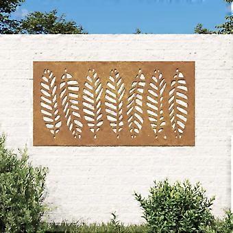 Gartenwanddekoration 105x55 cm Cortenstahl Blattdesign