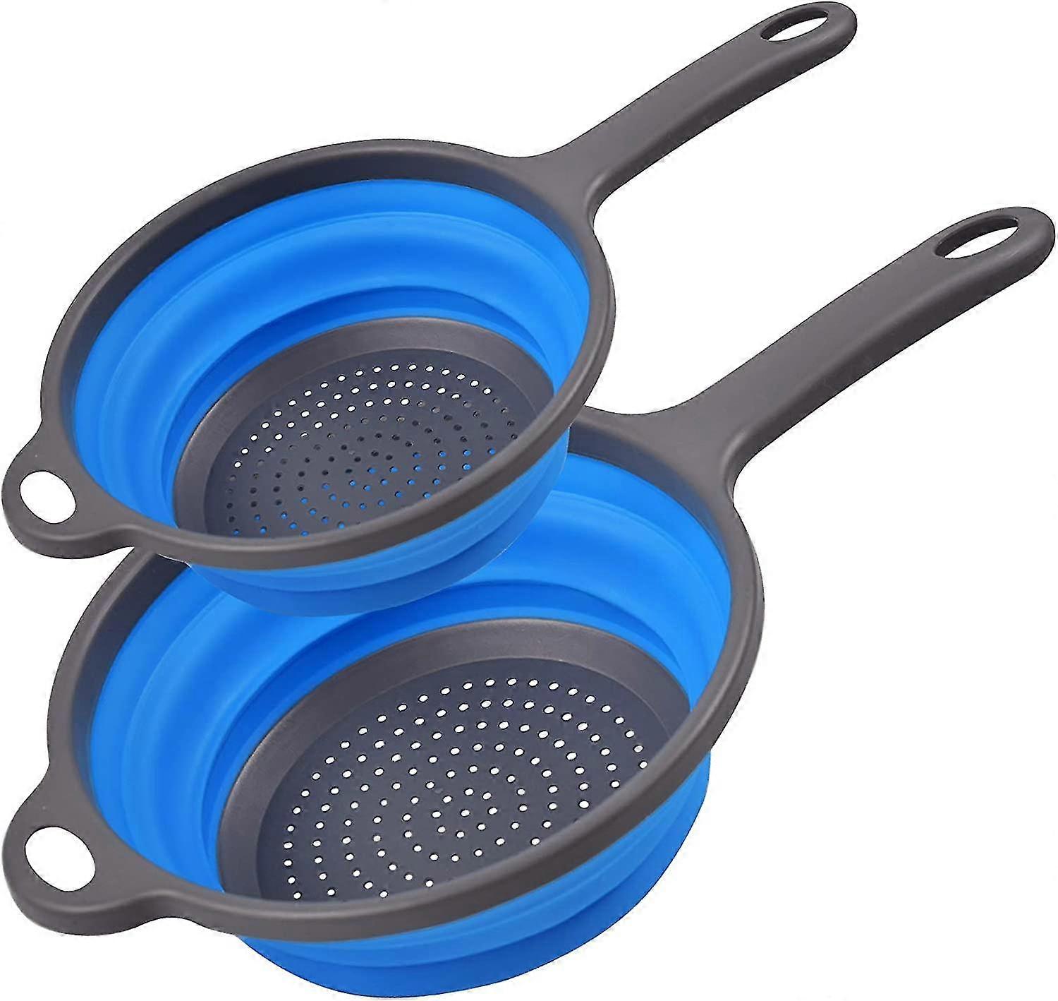 Set Of 2 Collapsible Kitchen Colander With Handles (sea Blue) - 2