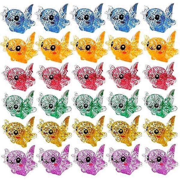 nice Mini Resin Axolotl Figurines - 30Pcs Tiny Axolotl Resin Charms Glitter Miniature Axolotl Figures Small Animal Figures Cute Axolotl Ornament for F