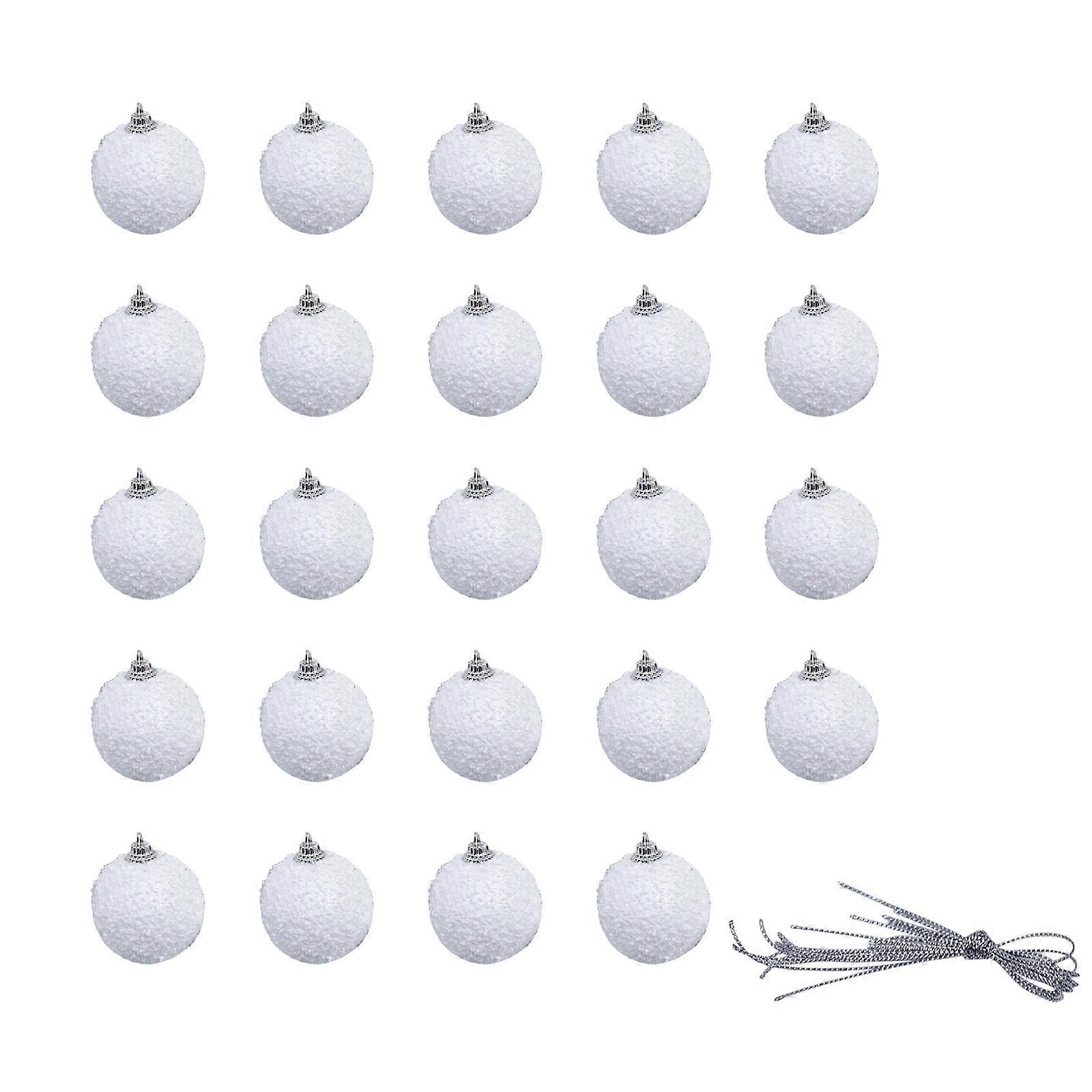 Christmas Ornaments, Decorations For Christmas Tree, Set Of 24 Shatterproof Bulbs With A Drawstring,white Balls For Decor