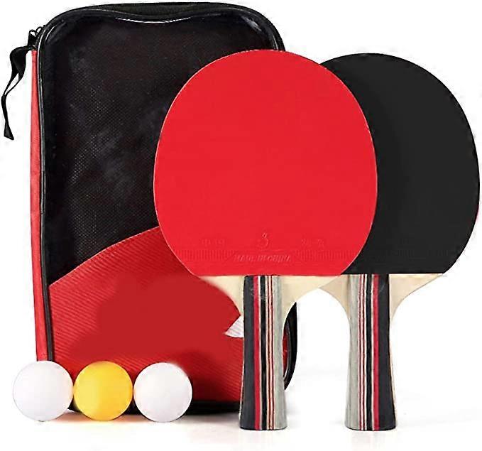 Pair of Poplar Wood 7 Layers Ping Pong Paddles Table Tennis Racket Suitable for Shake-Hand Grip Player
