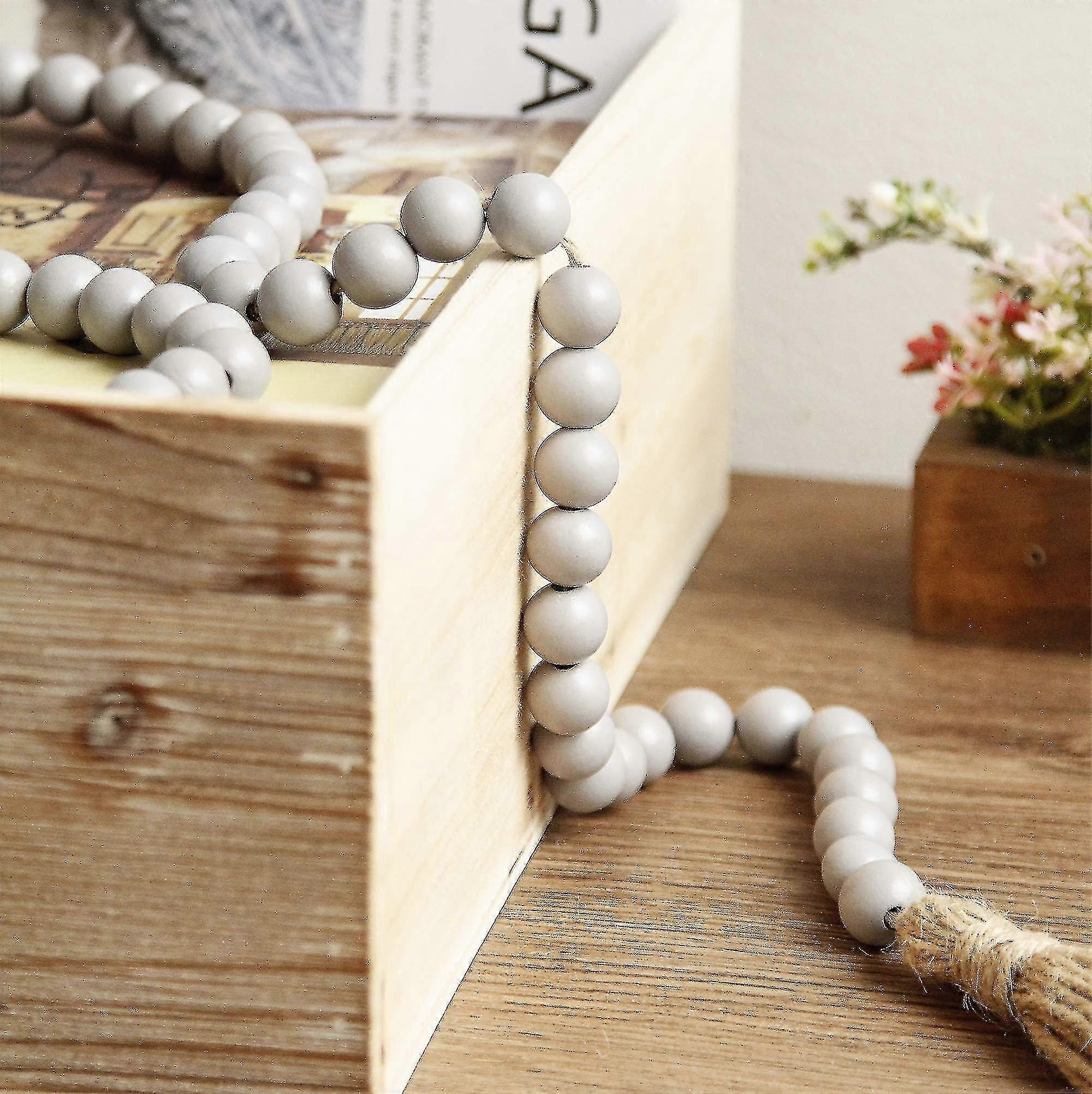 58 Inch Black Wood Bead Garland With Tassels - Farmhouse Rustic Boho Wall Hanging Decor For Home, Mantel, Or Plants - View #12