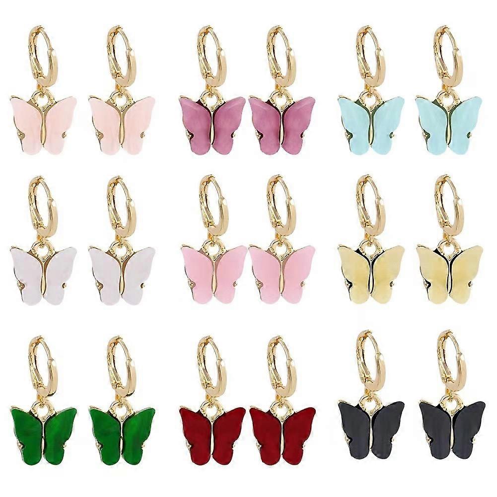 Butterfly Earrings Tiny Hoop Colorful