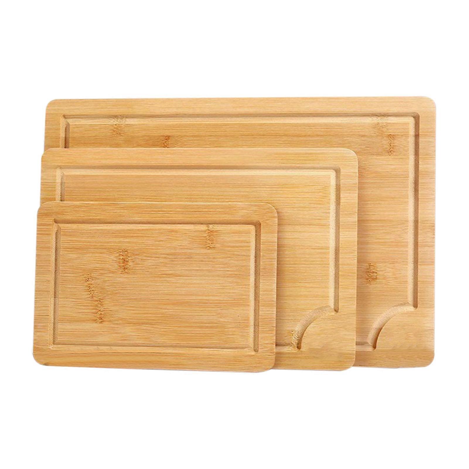 3Pcs Bamboo Cutting Boards Set for Kitchen Versatile Rectangular Wood Cutting Boards with Juice Grooves Multi-Size Chopping Board Meat Fruit Vegetable