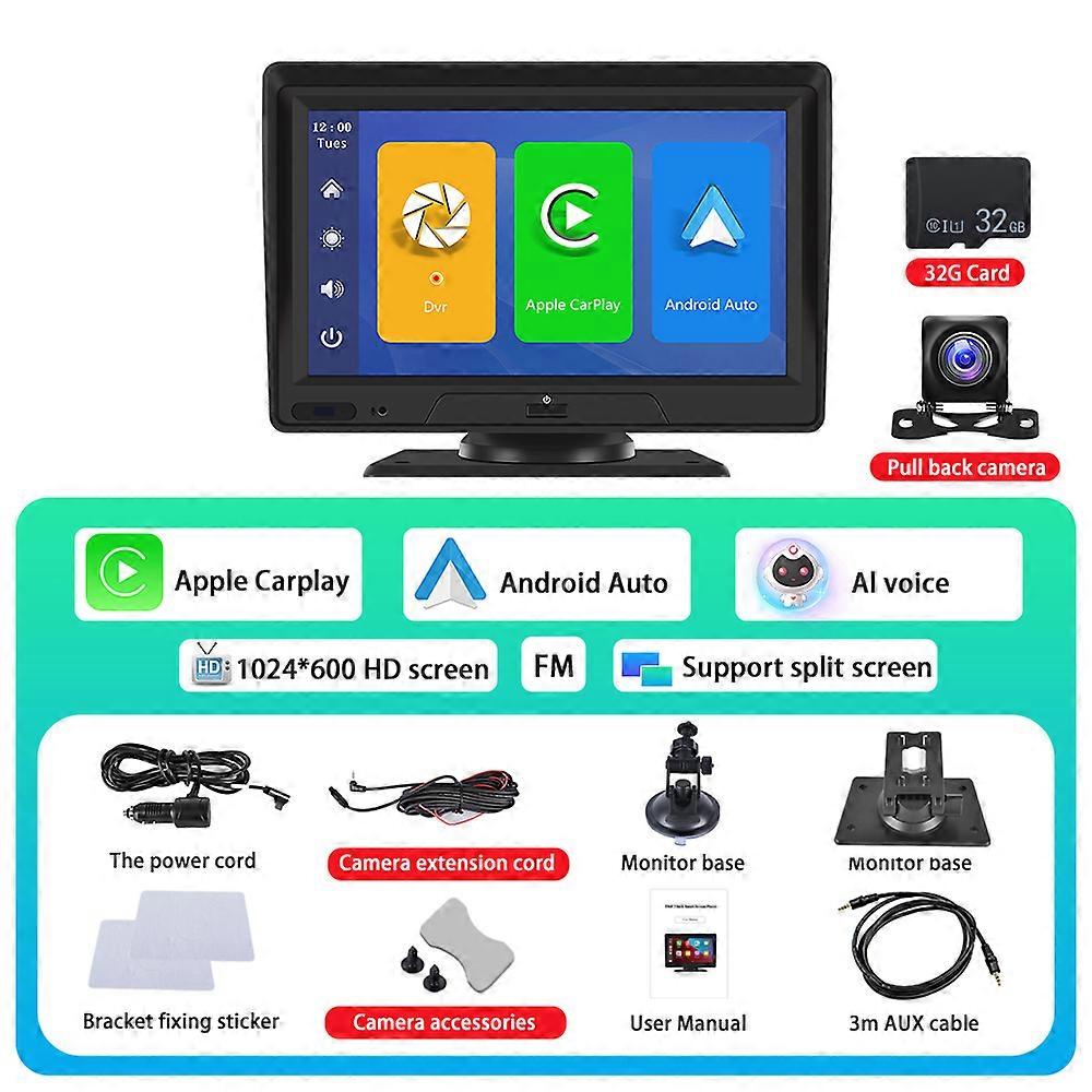 7'' Car Mirror Monitor Video Multimedia Video Player Autolink Wireless Carplay  For Nissan Toyota Dashboard