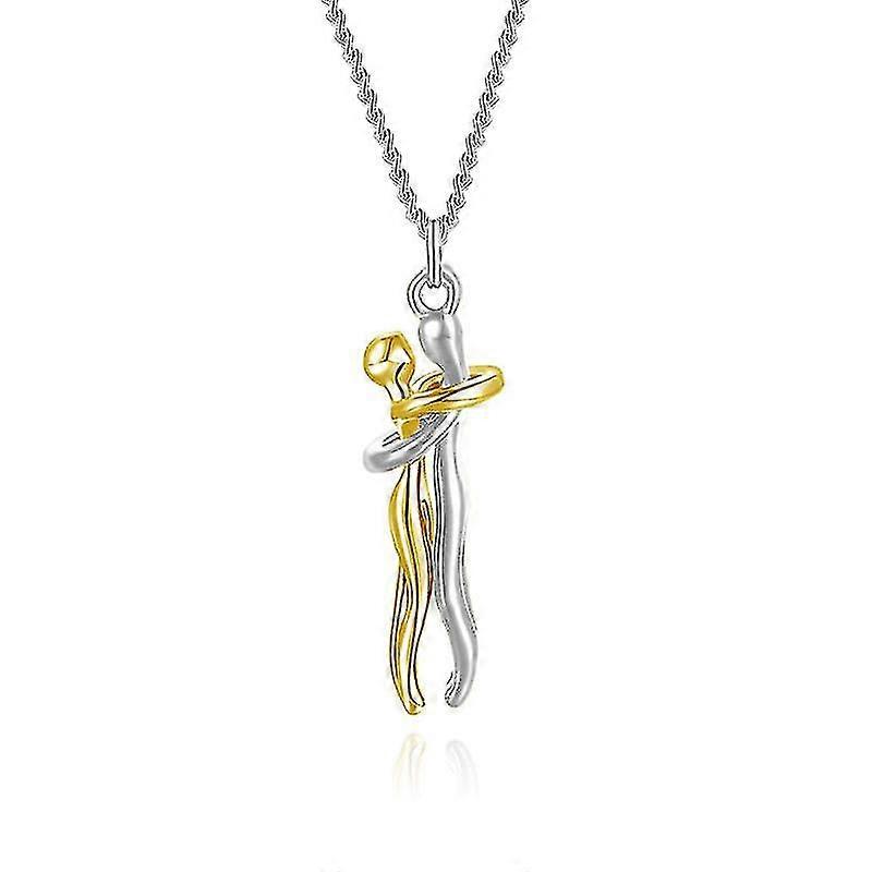 Abbraccio Coppia Collana S925 Argento Sterling Abbracciando Collana Amato Gioielli Per Lui E Lei, amante San Valentino Regalo/YY Oro e argento