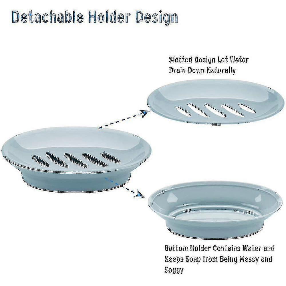 Double Layer Plastic Soap Dish Bar Soap Holder For Shower, Bathroom, Kitchen (blue)