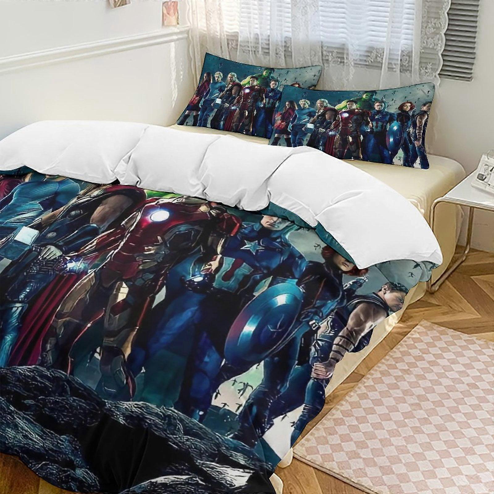 v3919  Bed Sheets Bedding Captain AmericaCartoon Collection 3-Piece Comforter Set, Personalized Bedding Decor for Kids And Teens  Bed Sheets  yuq3919