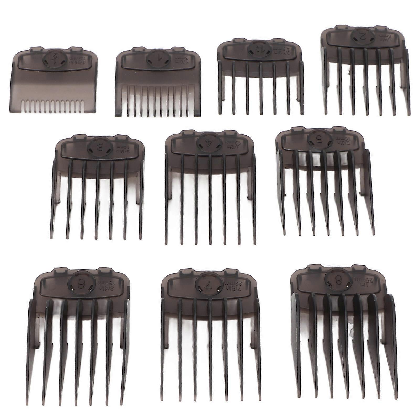 10pcs Hair Clipper Combs Guides Fully Compatible Attachment Professional Lightweight Hair Trimmers Cutting Guides Black