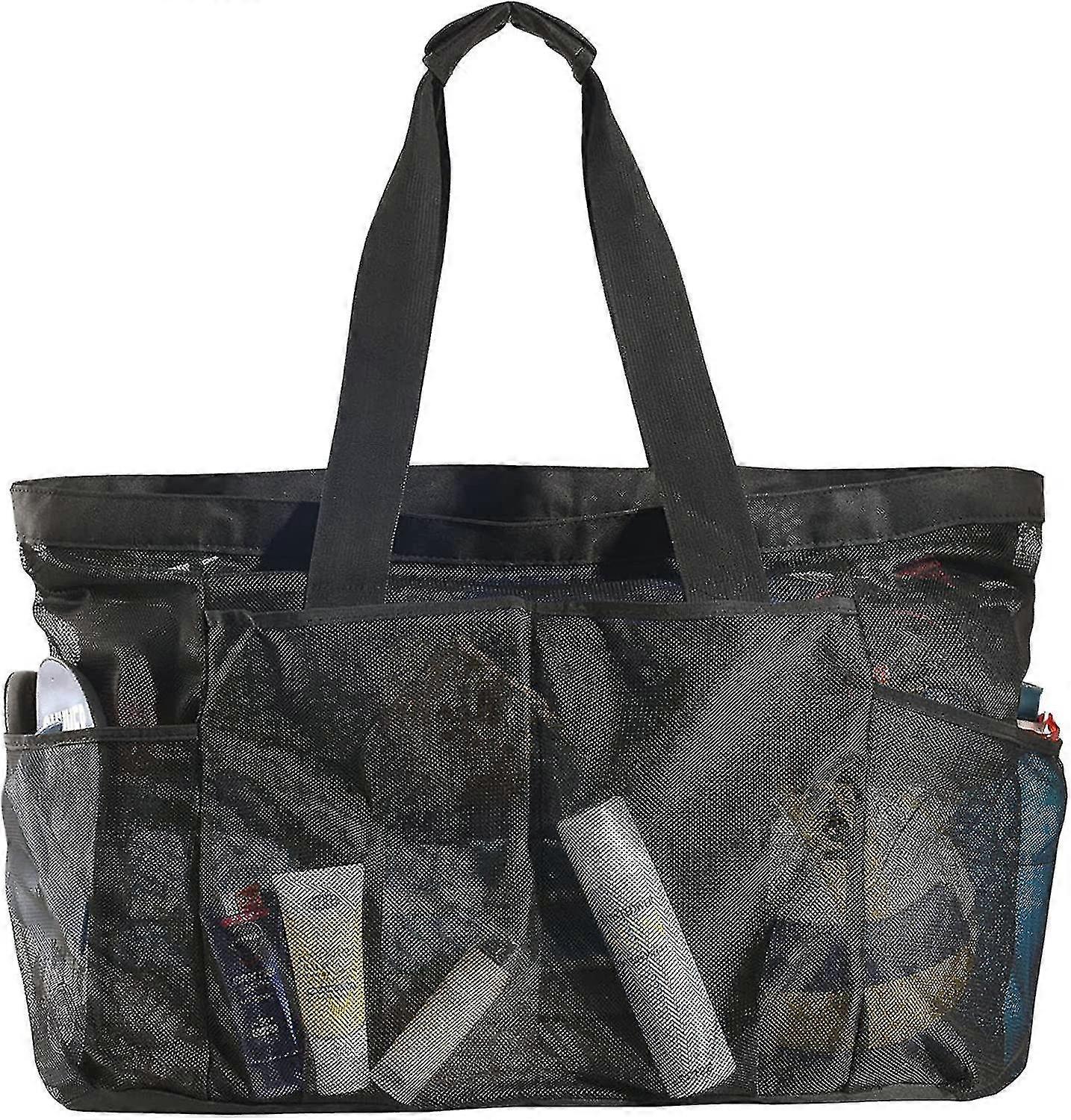 Mesh Beach Tote With Zip And Pocket, Oversized Pool Bag