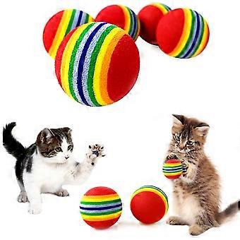 20pcs Cat Toy Balls Soft Eva With Rainbow Pattern
