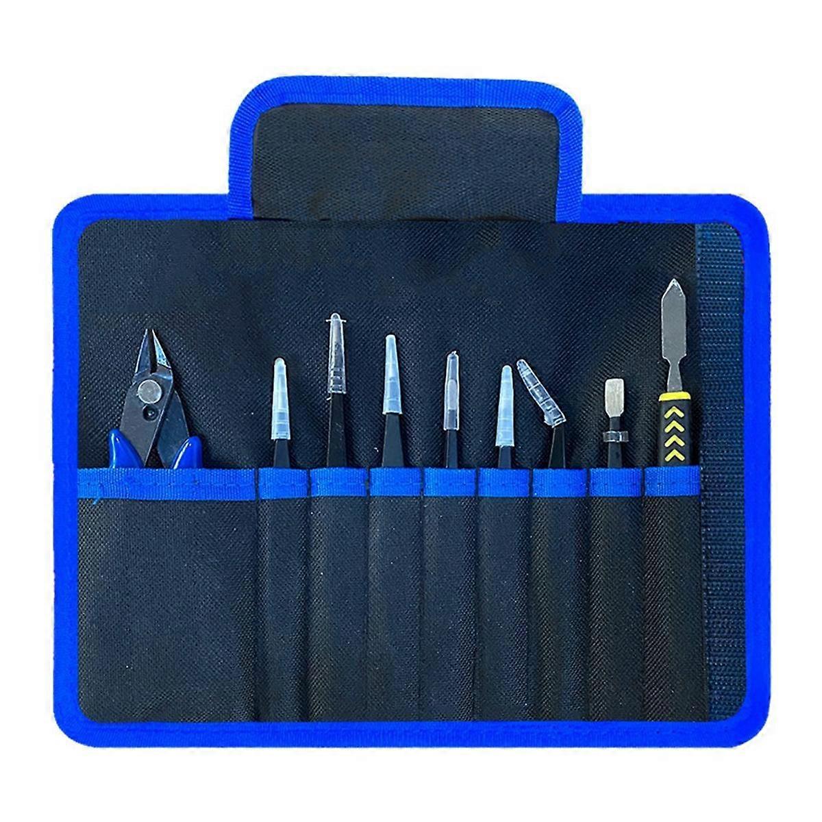 9PCS/Set Tweezers Electronic Diagonal Pliers Set Crowbar Stick Bag False Eyelash Extension Clip Pli