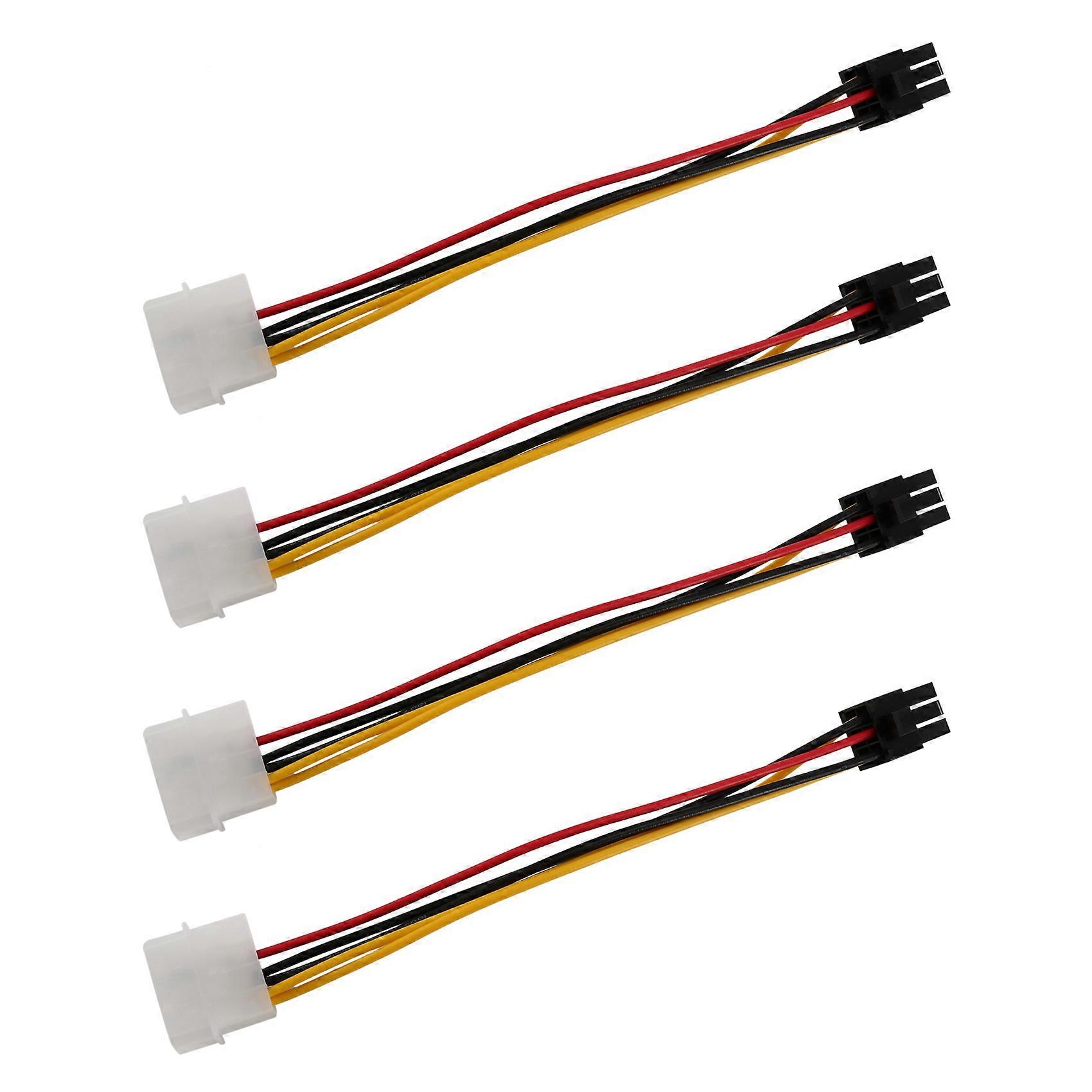 4X 4-Pin Male to 6-Pin Female Socket Power Cable for PCIe PCI Express Adapter