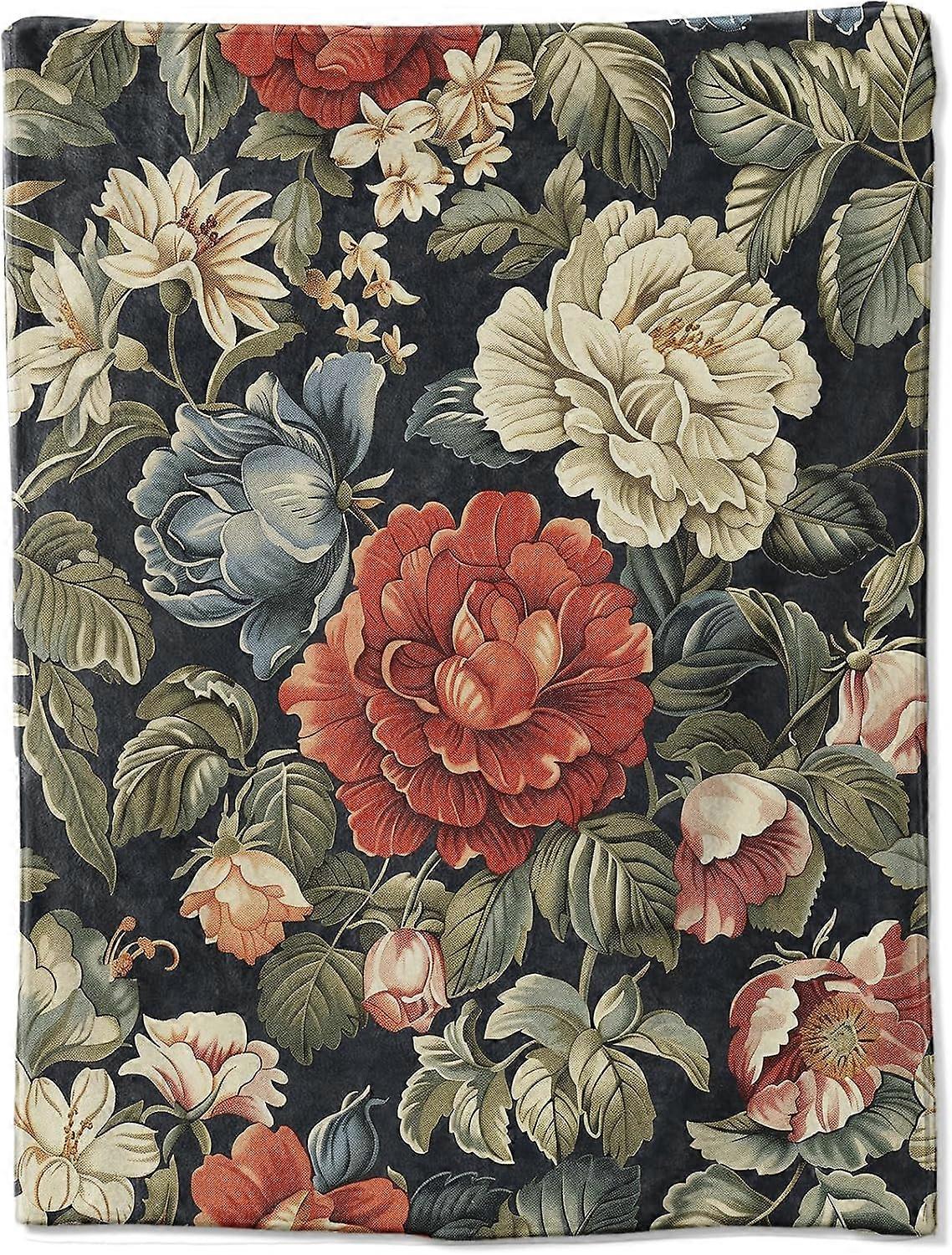 Manta de Lã Floral Vintage Design de Jardim Ousado e Elegante 50x60 Polegadas