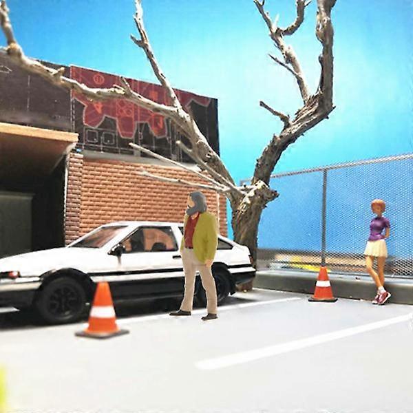 2x 1:64ミニプラスチックピープルサンドテーブル鉄道シナリオ消防車イエロー用