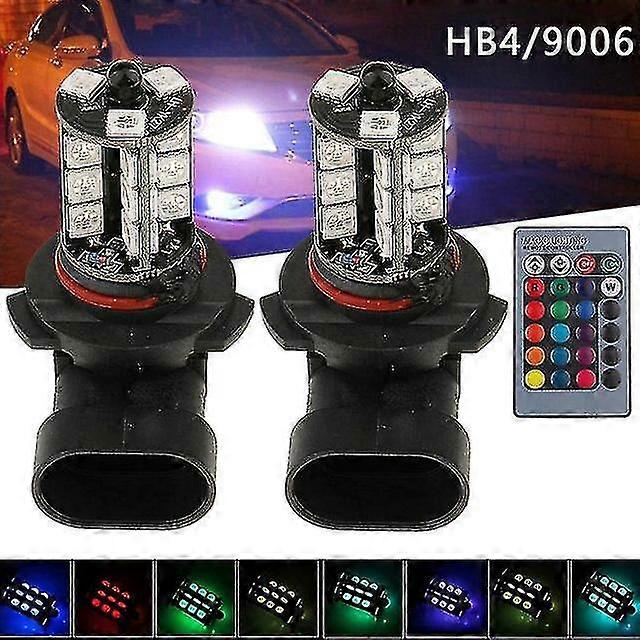 2 Pcs 9006 H4 Hb4 H7 H8 H9 H11 Universal Auto Rgb Atmosphère Lampe 5050 Led Lumières Voiture Produits Accessoires Avec Télécommande