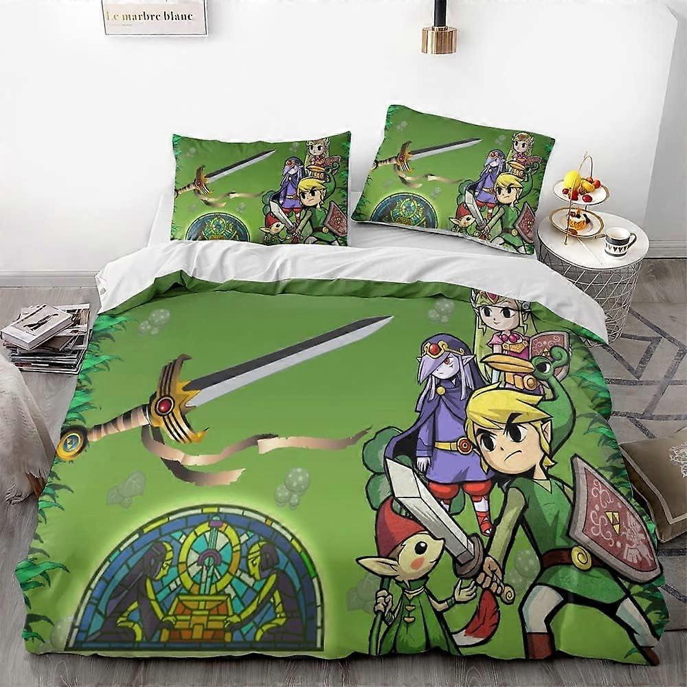 Beddengoed set GD44 The Legend of Zeld-a Game Dekbedovertrekset 3D Beddengoed Dekbedovertrek 3 stuks (1 dekbedovertrek + 2 kussenslopen) Beddengoed set HZ44