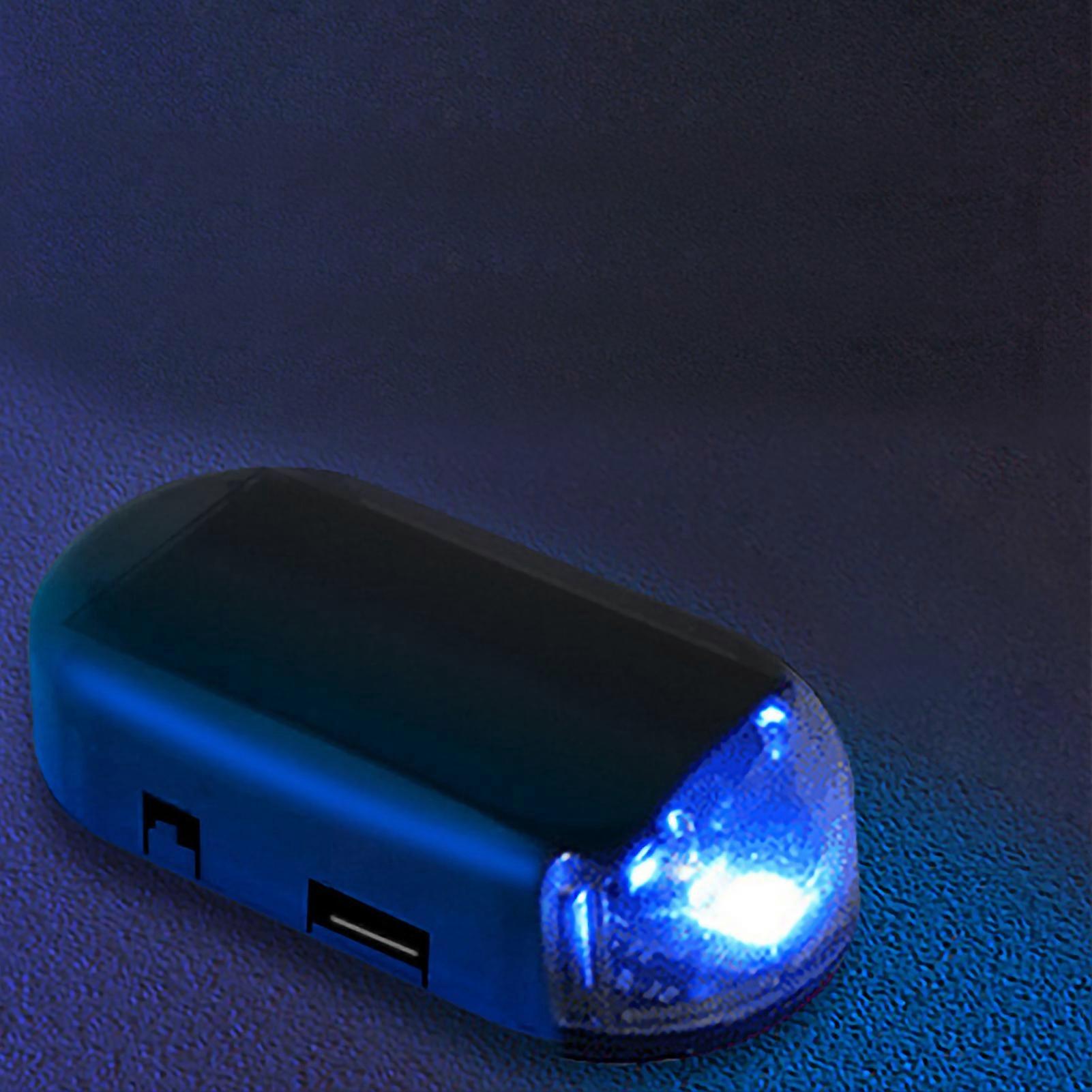 Solar Power Simulated Dummy Alarm Anti Theft Fake Warning LED Flash Light Universal for CarBlue