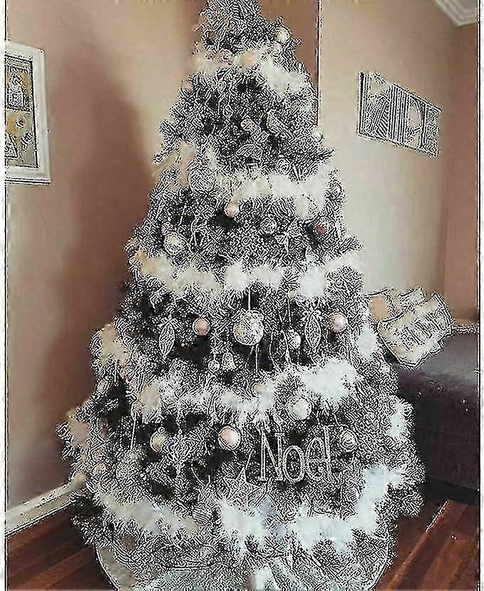 (Y)2024 New 5pcs 2m Christmas Tree White Feather Garland Fluffy Boa, Strips White Feather Boa's For Xmas Tree Decoration