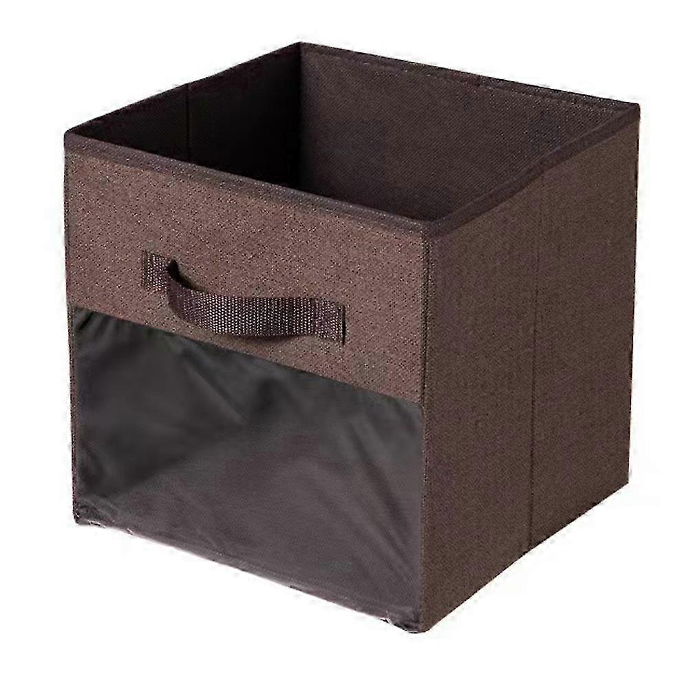 Fabric Cube Storage Box Transparent Storage Box for Closet Foldable Storage Box Brown