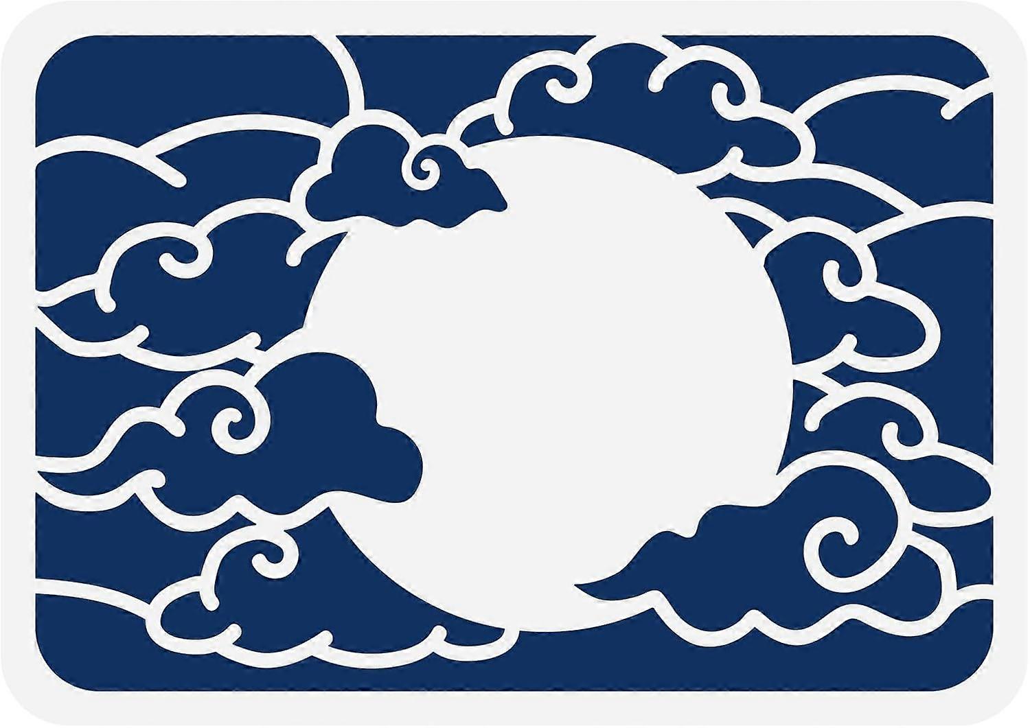 Full Moon Painting Stencil 8.3x11.7inch Reusable Moon Bay Drawing Template DIY Auspicious Clouds and Moon Silhouette Pattern Stencil for Painting on W