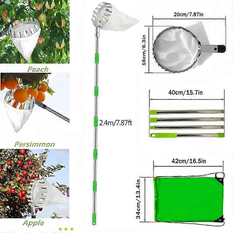 Fruit Picker Detachable Farm Fruit Picker Tall Tree Picking Tool Fruit Picker Head Basket With Telescopic Extendable Pole tool