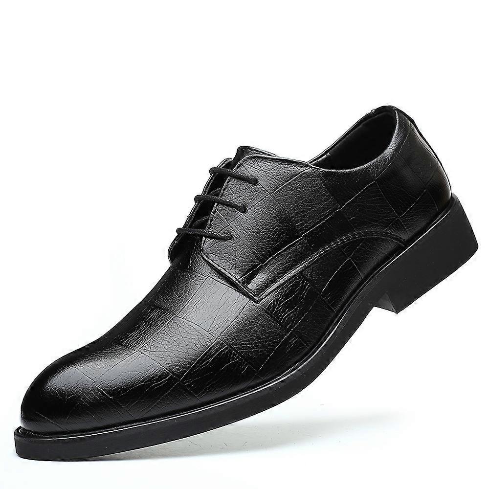 breathable men's shoes Korean version British black trendy shoes casual business dress leather shoes men's pointed head increased large size