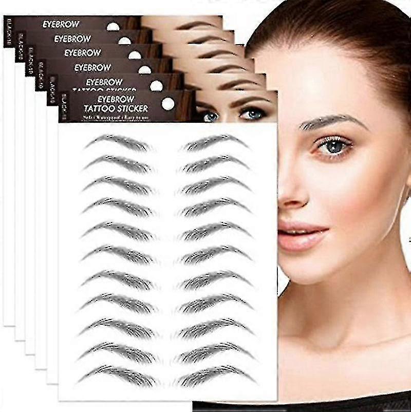 6 Feuilles 4d Autocollants de tatouage de sourcils imperméables ressemblant à des cheveux Autocollants de transfert de sourcils