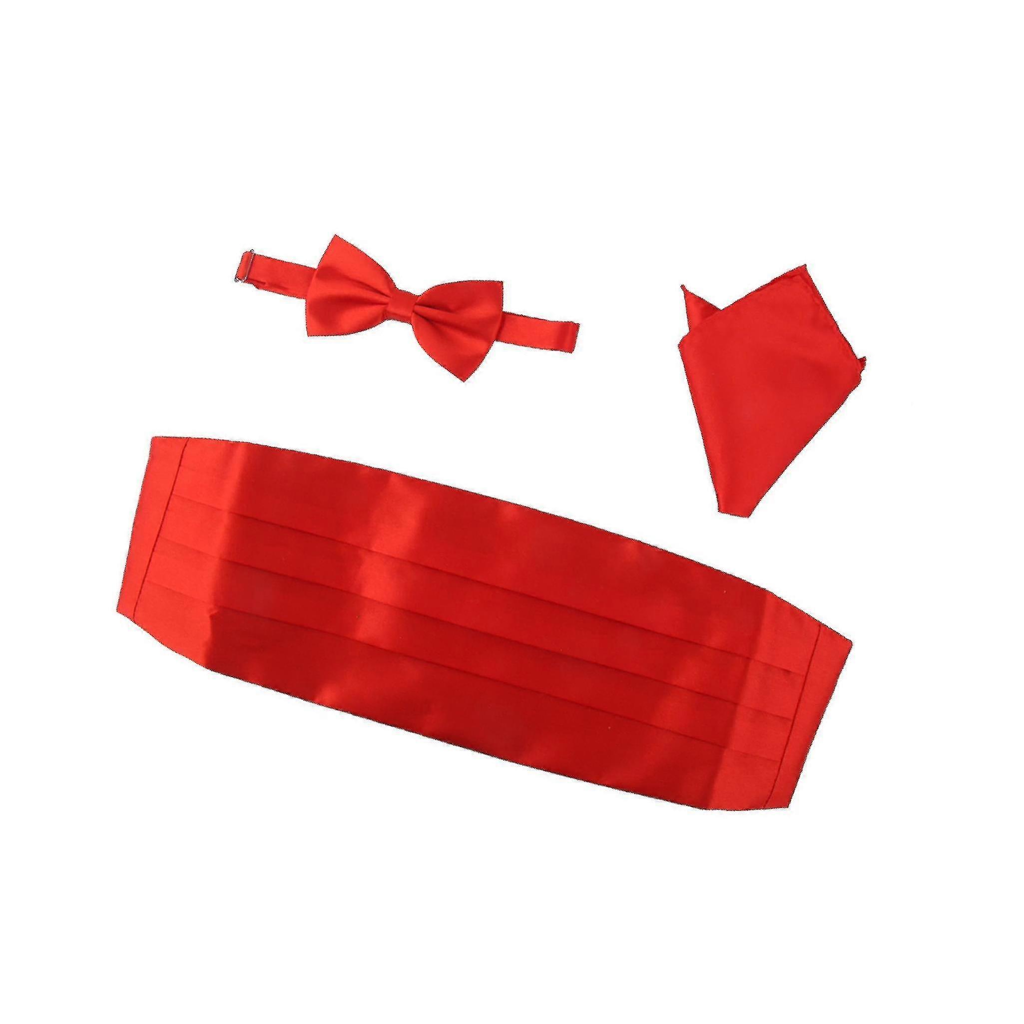 3 adet Erkek Saten Papyon Kravat Cummerbund Hanky Mendil
