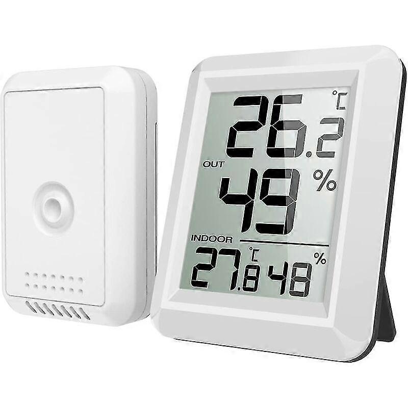 Indoor And Outdoor Thermometer, Smart Thermometer With Wireless Outdoor Sensor, Digital Hygrometer Thermometer With Large Lcd Display,  Switch, For O